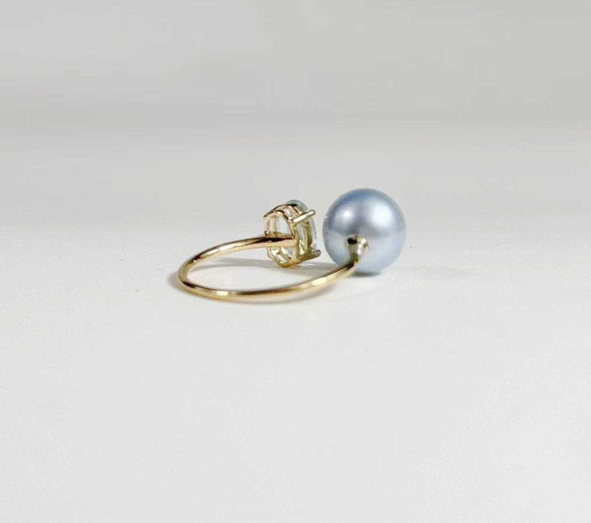 Blue Topaz and Blue Rose Pearl Ring