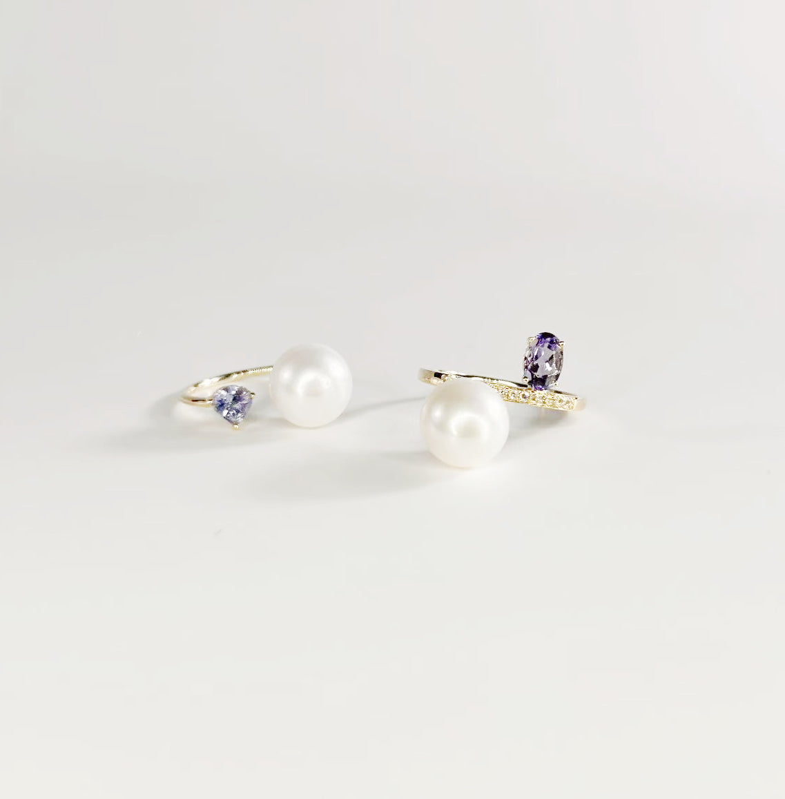 Tanzanite and White Angel Pearl Ring