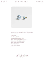 Blue Topaz and Blue Rose Pearl Ring