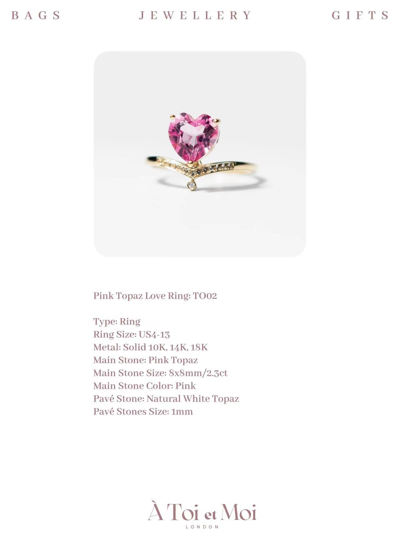 Pink Topaz & Diamond Love Ring