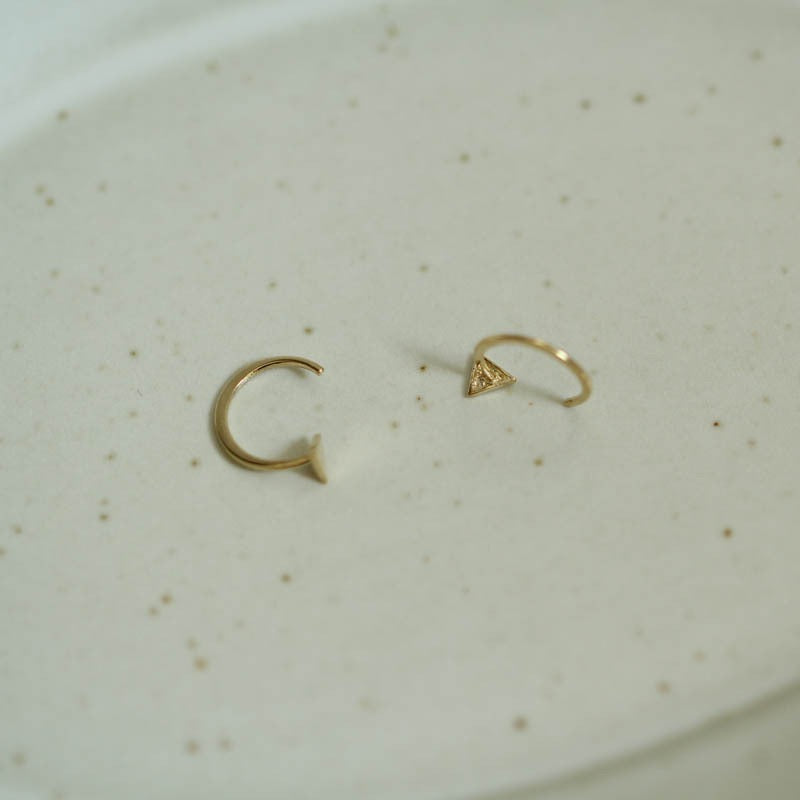 Solid 9K Gold Arch Moon Earrings