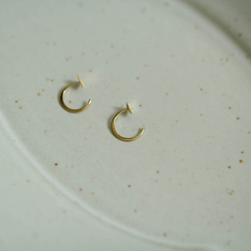 Solid 9K Gold Arch Moon Earrings