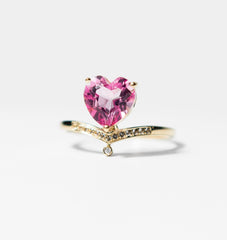 Pink Topaz & Diamond Love Ring