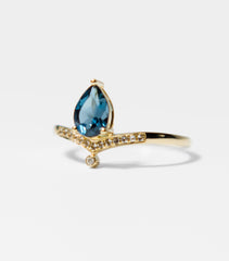 Blue Topaz and Diamond Crown Ring