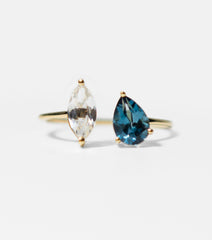 Blue and White Topaz Ring: