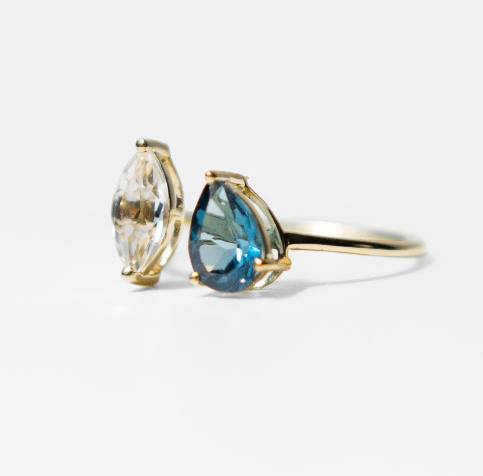 Blue and White Topaz Ring: