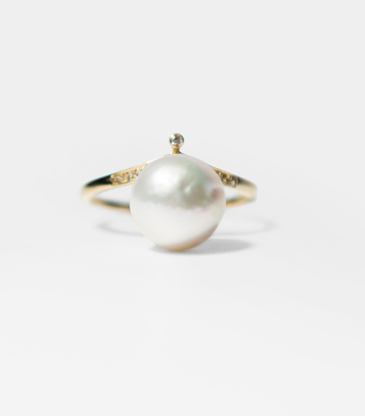 White Pearl and Topaz/Diamond Ring