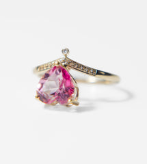 Pink Topaz & Diamond Love Ring