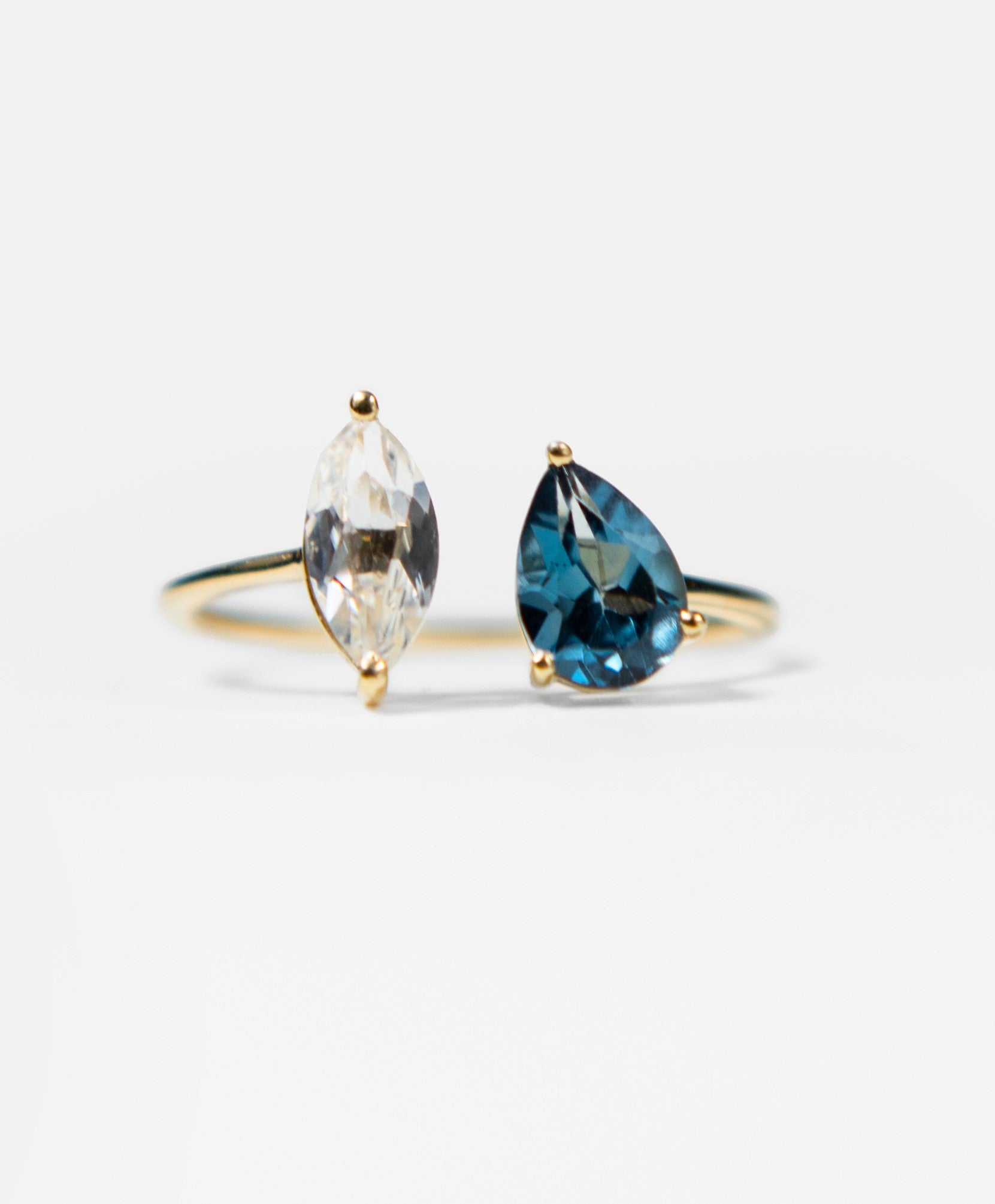 Blue and White Topaz Ring: