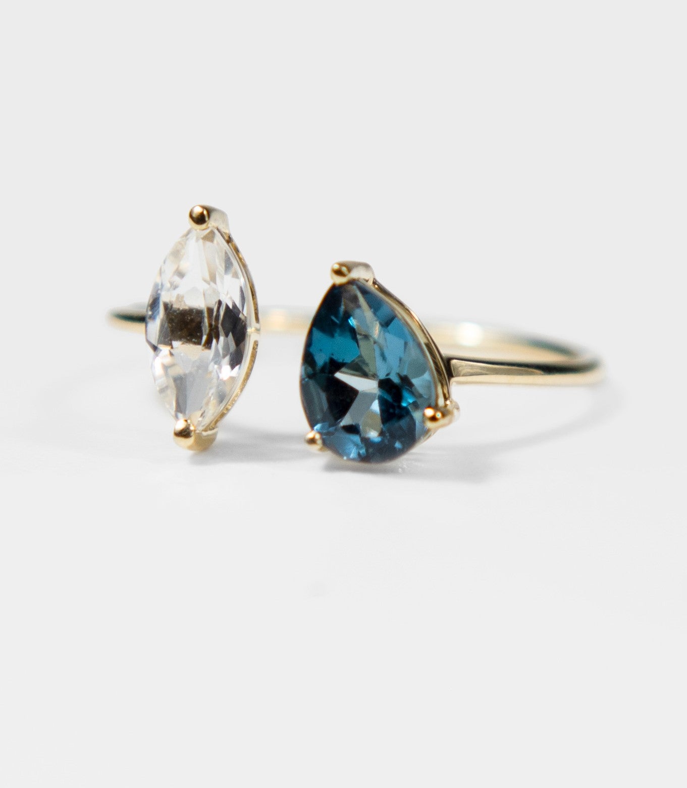 Blue and White Topaz Ring: