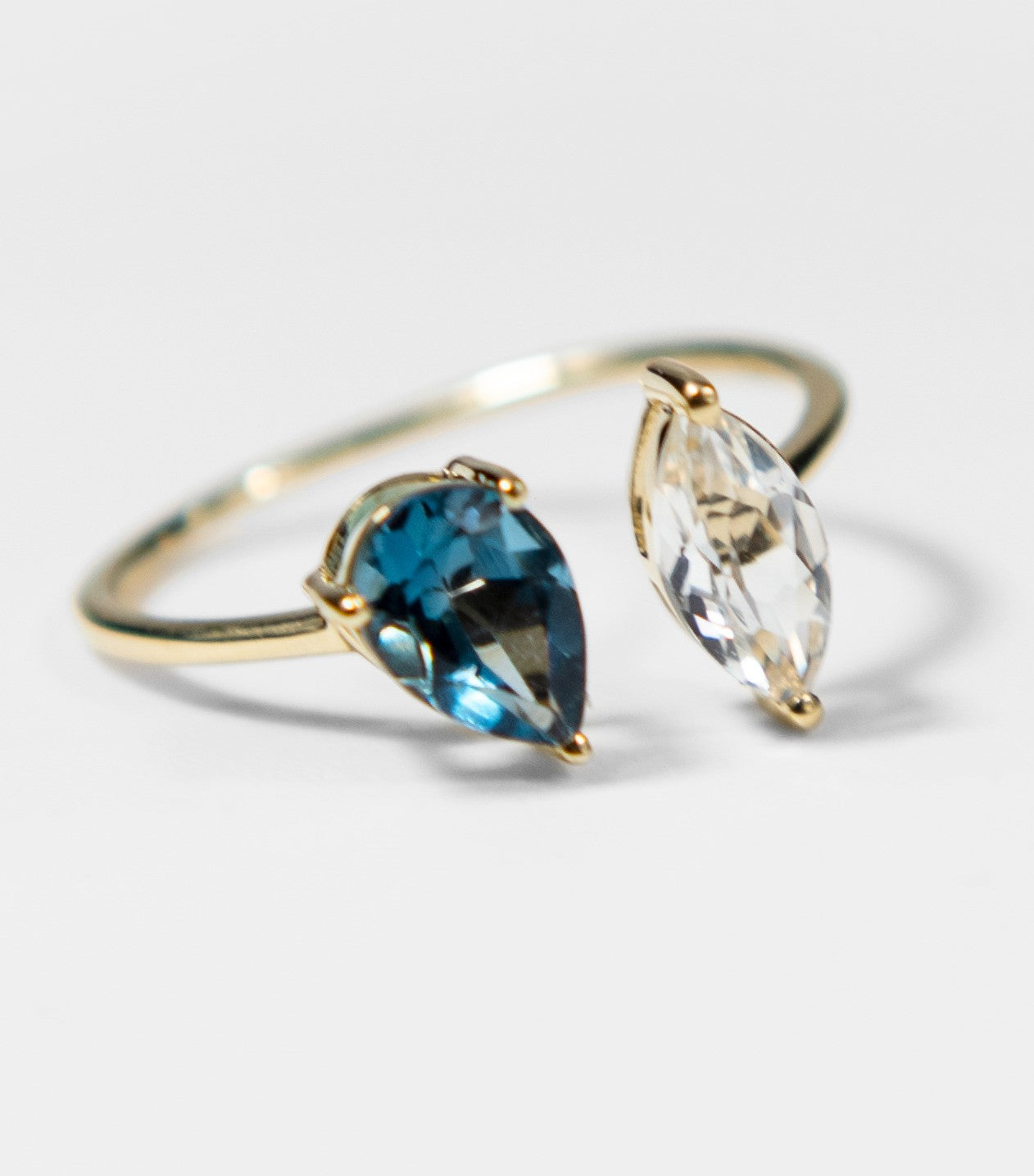 Blue and White Topaz Ring: