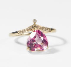 Pink Topaz & Diamond Love Ring