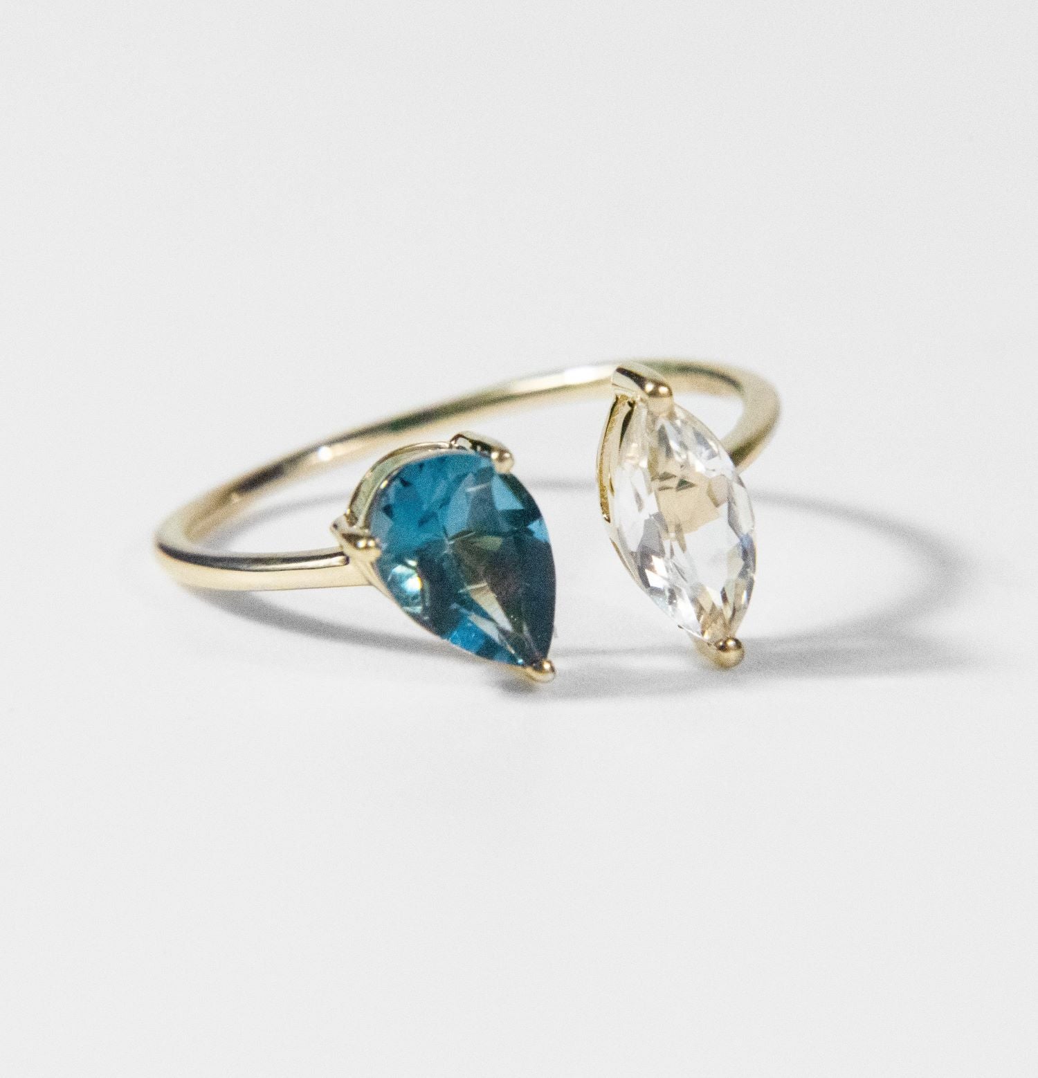 Blue and White Topaz Ring: