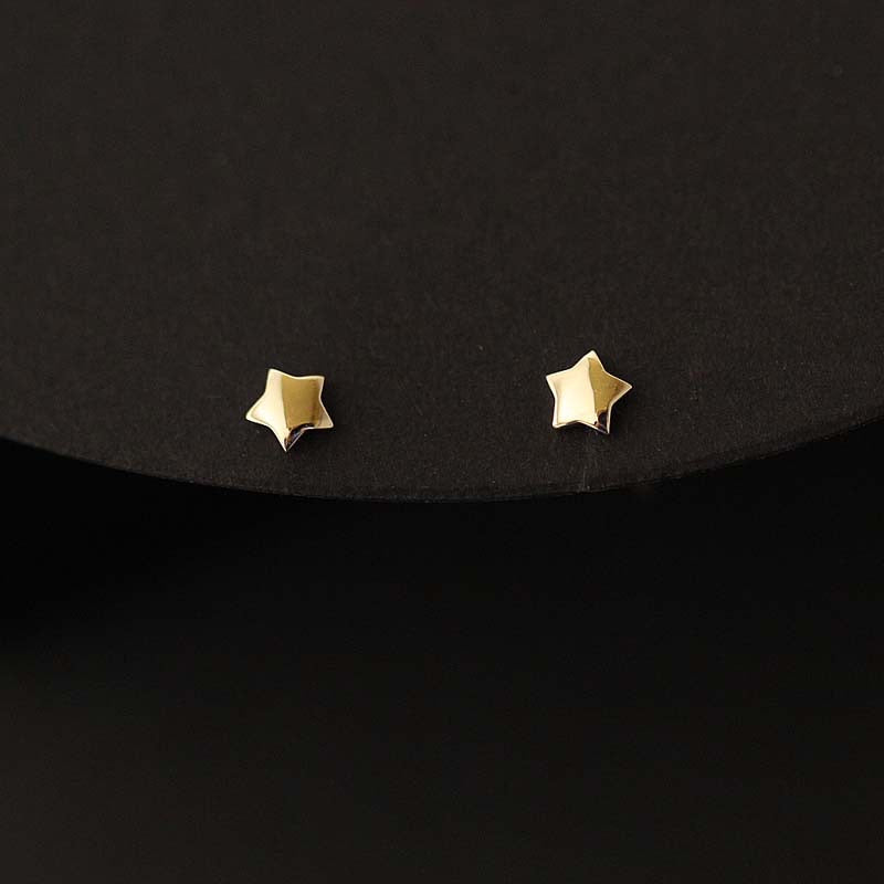 Solid 9K Gold Golden Star Earrings