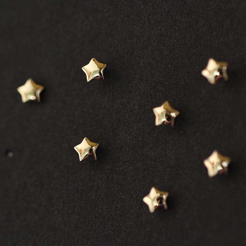 Solid 9K Gold Golden Star Earrings