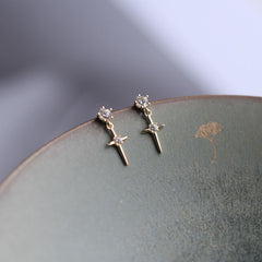 Solid 9K Gold Golden coeur éternel Earrings