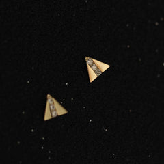 Solid 9K Gold Pyramid Earrings