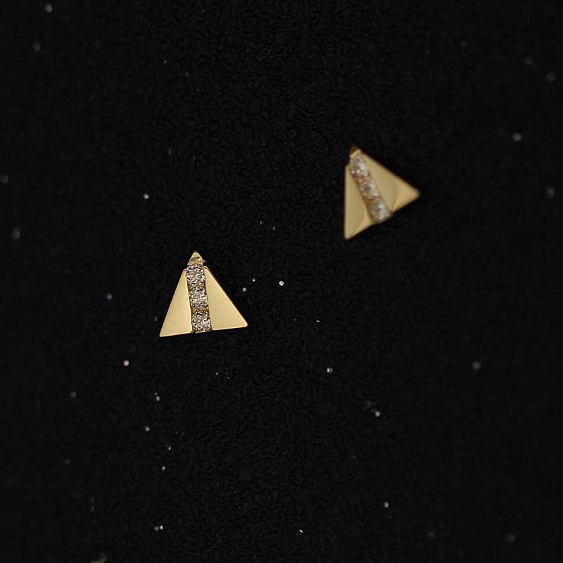 Solid 9K Gold Pyramid Earrings